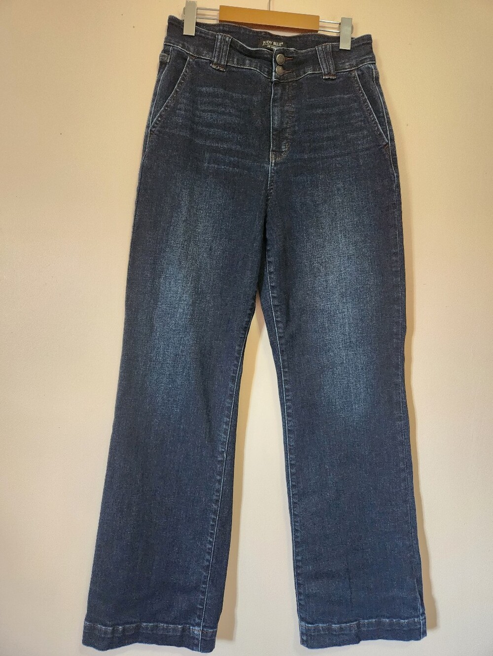 Judy Blue High Rise Wide Leg Jeans Dark Wash Double Button Size 9/29 EUC